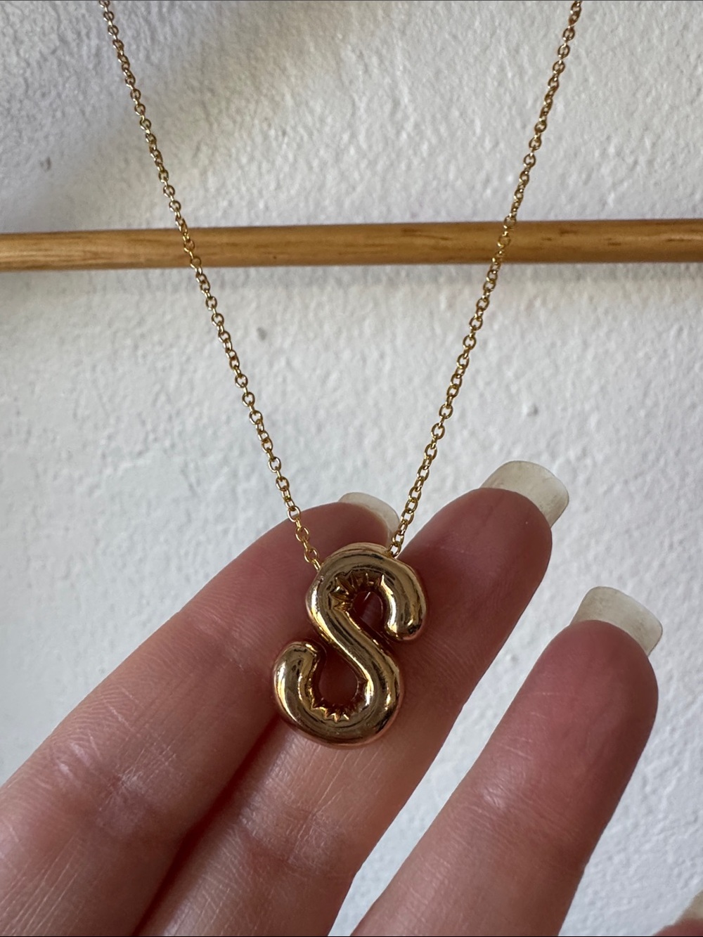 Gold Tone Balloon Style Letter S Necklace